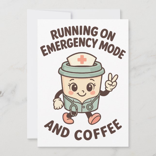 Emergency Mode Active – Fueled by Coffee Invitation (Front)