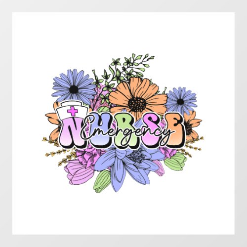 Emergency Nurse flowers Floor Decals