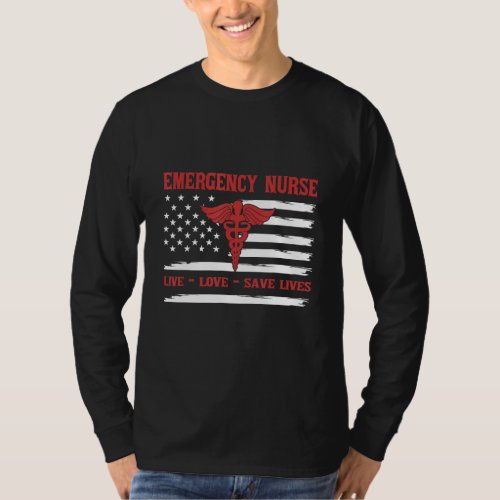 Emergency Nurse   Nurses Usa Flag Vintage Nursing T_Shirt