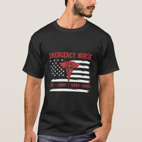 Emergency Nurse   Nurses Usa Flag Vintage Nursing T_Shirt
