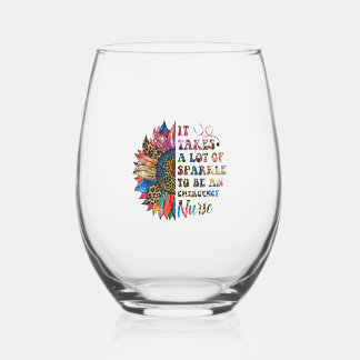 Emergency Nurse SPARKLE Stemless Wine Glass