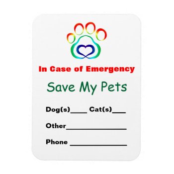 Emergency Pet Rescue Magnet by JustLoveRescues at Zazzle