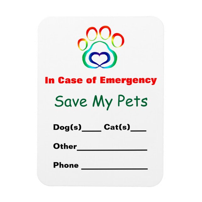 Emergency Pet Rescue Magnet (Vertical)