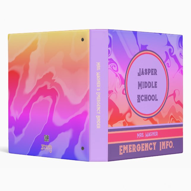 Emergency Plan Name School Teacher Custom 3 Ring Binder (Background)