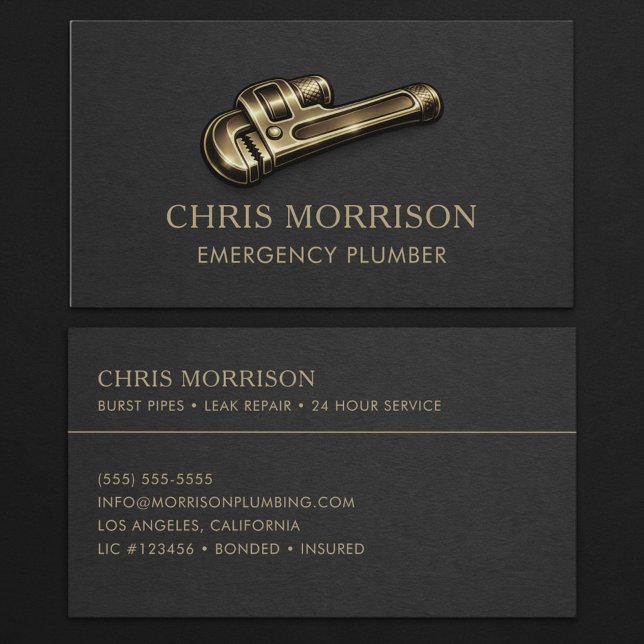 Emergency Plumber Wrench Professional Business Card (Creator Uploaded)