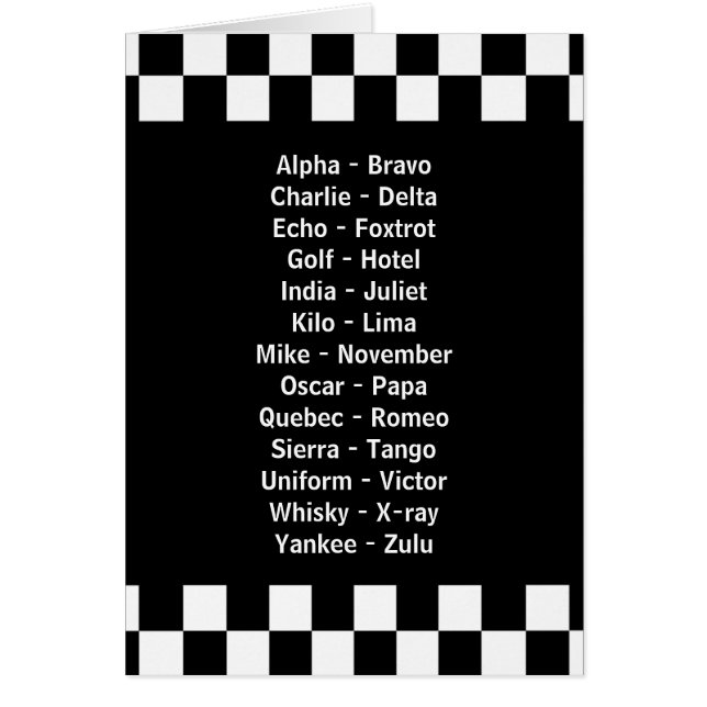 Emergency Police Dispatcher Phonetic Alphabet Cards (Front)