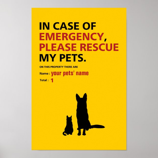 Emergency Poster (dog & cat) (Front)