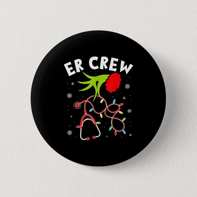 Emergency Room Christmas Er Crew Nurse Xmas Holida Button (Front)