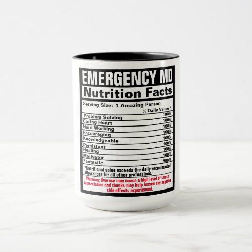 Emergency Room Doctor Funny Nutrional Facts  Mug