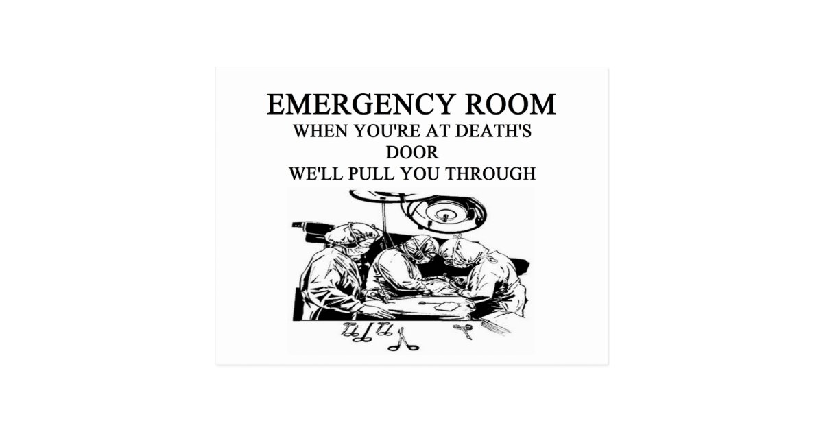 emergency room joke postcard