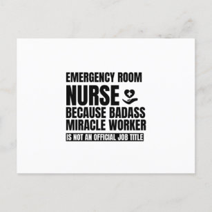 Emergency room nurse because badass miracle worker holiday postcard