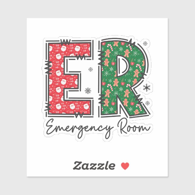 Emergency Room Nurse Christmas, ER Crew Sticker (Sheet)