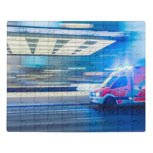 Emergency Rush   City Ambulance Motion   Nightime Jigsaw Puzzle