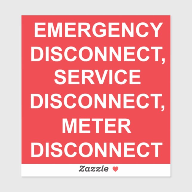 Emergency, Service, Meter Disconnect Label (Sheet)