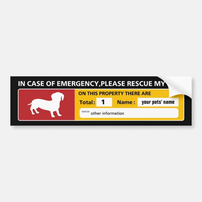 Emergency Sticker (dachshund) (Front)