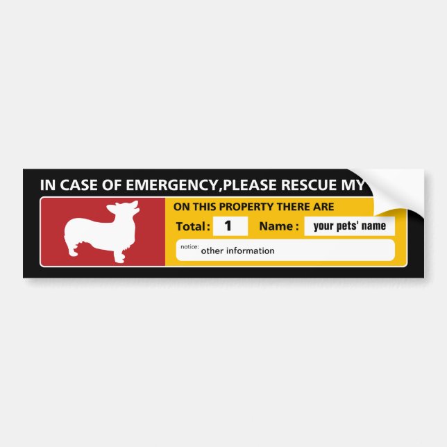 Emergency Sticker (welsh corgi) (Front)
