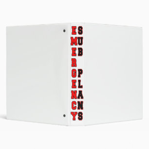 Emergency Sub Plans 3 Ring Binder