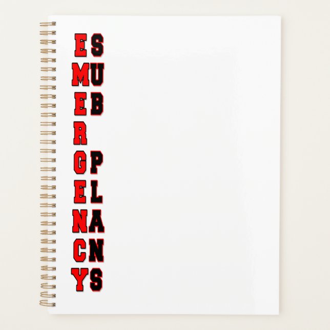 Emergency Sub Plans Planner (Front)