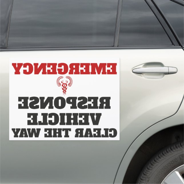 Emergency vehicle medical response caduceus MIRROR Car Magnet (In Situ)