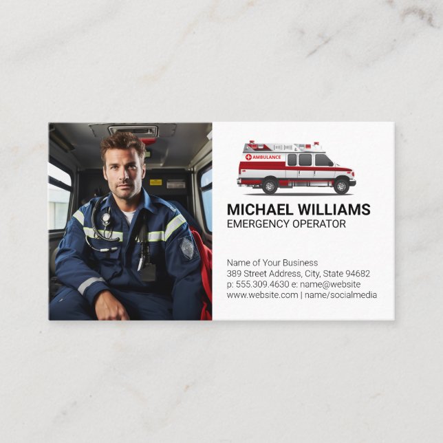 Emergency Vehicle | Paramedic Worker Business Card (Front)
