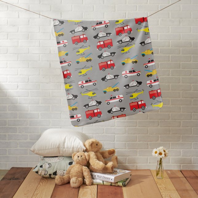 Emergency Vehicles Transportation Baby Blanket (In Situ)