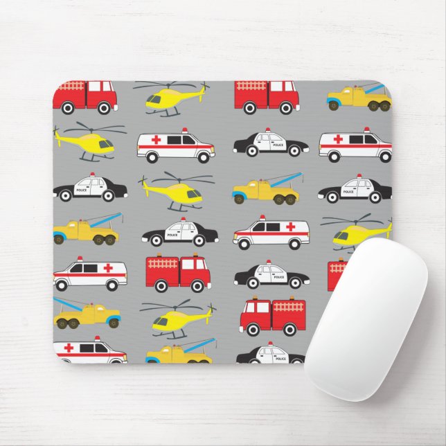 Emergency Vehicles Transportation Mouse Pad (With Mouse)