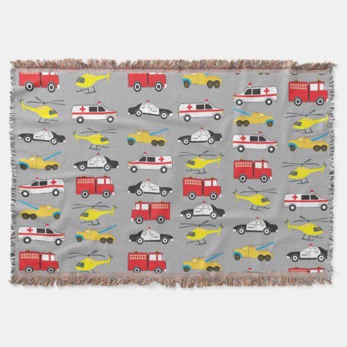 Emergency Vehicles Transportation Throw Blanket