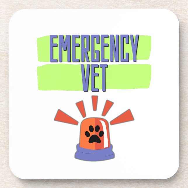 Emergency Vet – Veterinary Emergency Design Beverage Coaster (Front)