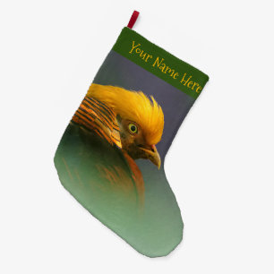 Emerging from the Green: Golden Pheasant Large Christmas Stocking