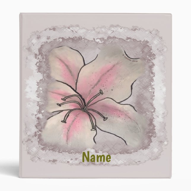 Emerging lily flower 3 ring binder (Front)