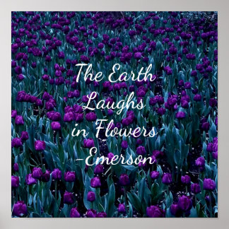 Emerson inspiration quote in purple tulip flower poster