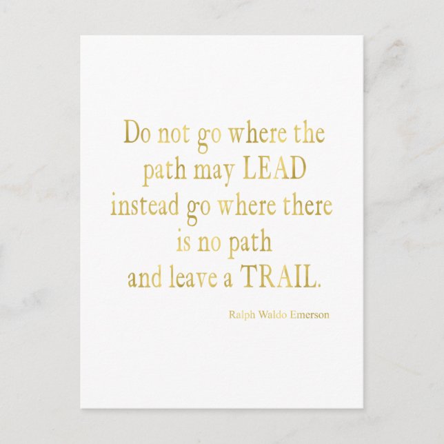 Emerson Quote Gold Faux Glitter Inspirational Postcard (Front)