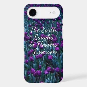 Emerson quote in purple tulip flower garden iPhone 17 air case
