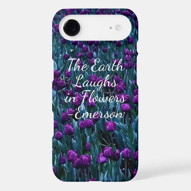 Emerson quote in purple tulip flower garden iPhone case (Back)