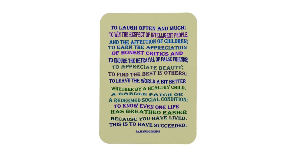 Emerson quote on success magnet | Zazzle.com