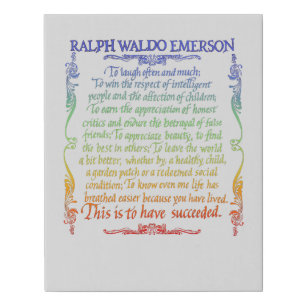 Emerson quote-Success, rainbow Faux Canvas Print