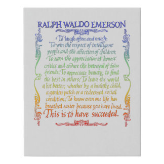 Emerson quote-Success, rainbow Faux Canvas Print