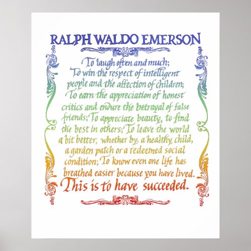 Emerson quote_Success rainbow Poster
