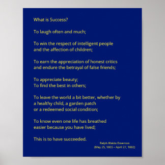 Emerson's Quote (...Success...) Poster