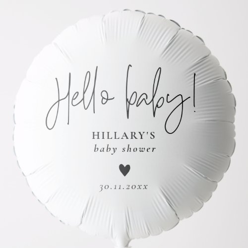 EMERY Elegant Calligraphy Baby Shower Hello baby  Balloon