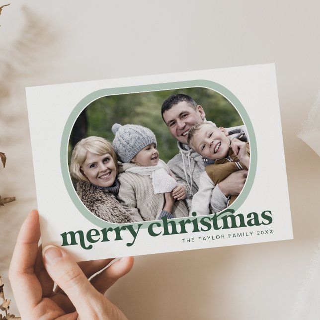EMERY Green Family Photo Simple Merry Christmas Holiday Card (EMERY Green Family Photo Simple Merry Christmas Holiday Card)