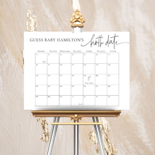 EMERY Guess Babys Due Date Birth Date Calendar  Foam Board
