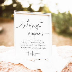 EMERY Late Night Diapers Baby Shower Game Poster