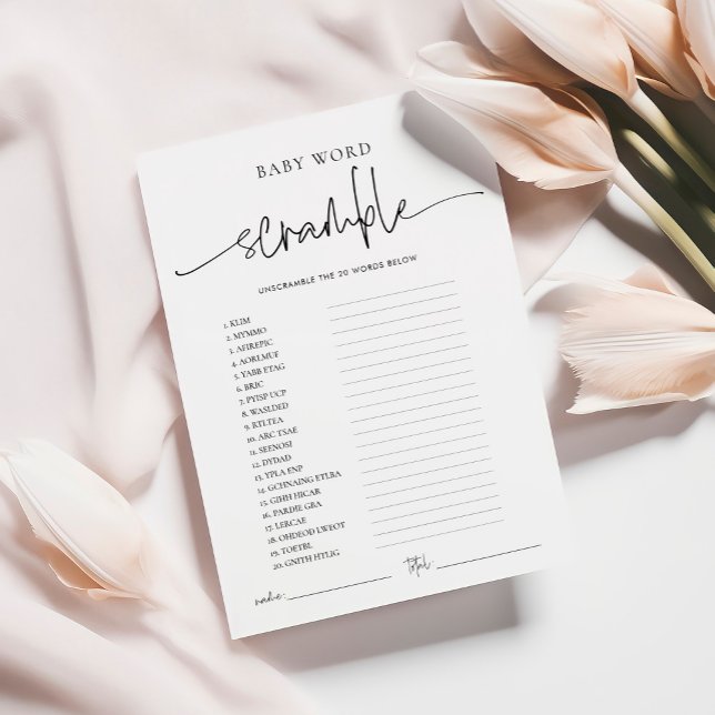 EMERY Whimsi Word Scramble Baby Shower Game Card (Creator Uploaded)