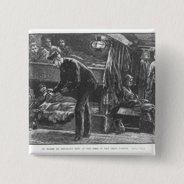 Emigrant Ship at the Time of the Irish Famine Button (Front)