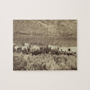 Emigrant Train in Echo Canyon Photograph Jigsaw Puzzle