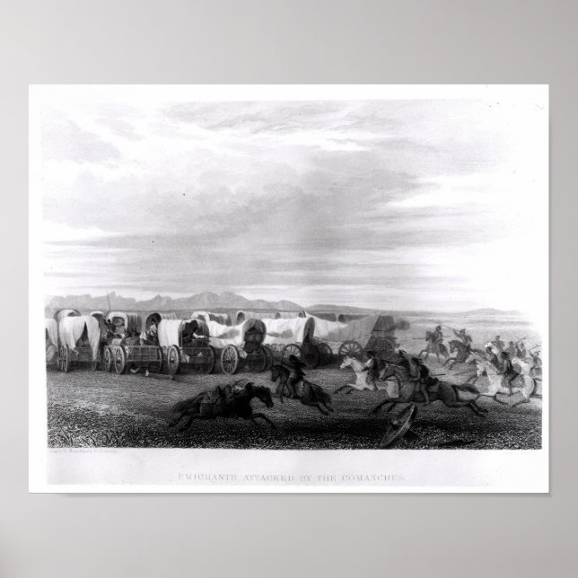 Emigrants attacked by the Comanches Poster (Front)