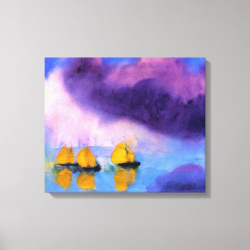 Emil Nolde _ Sea with Violet Clouds And Sailboats Canvas Print