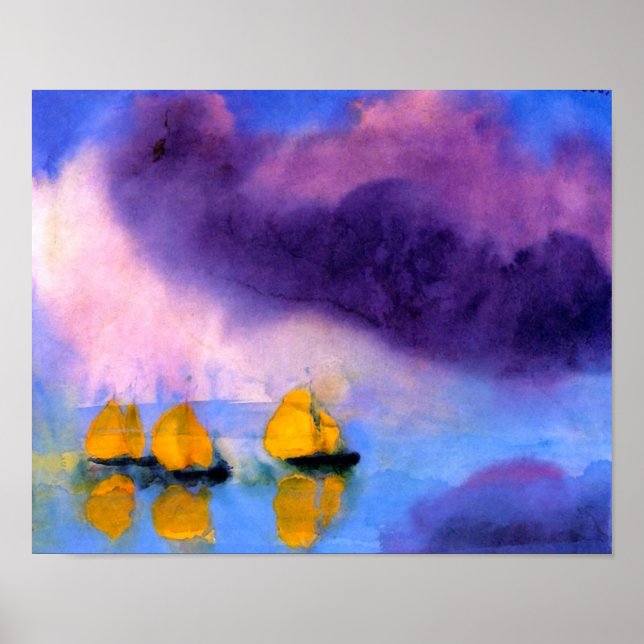 Emil Nolde - Sea with Violet Clouds And Sailboats Poster (Front)