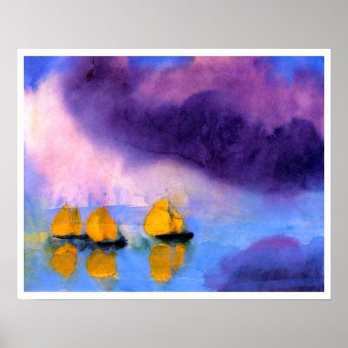 Emil Nolde _ Sea with Violet Clouds And Sailboats Poster